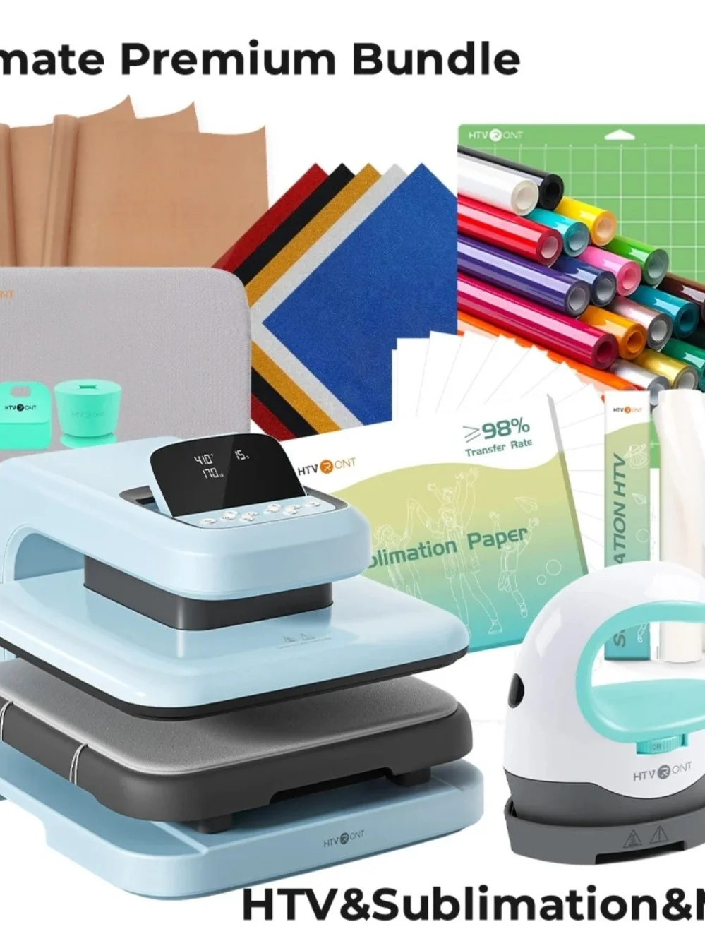 Light Blue HTV Heat Press Craft Kit by